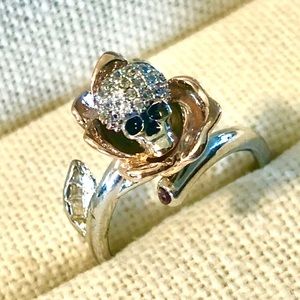 NEW White Gold Filled Rose Skeleton Ring, Size 9